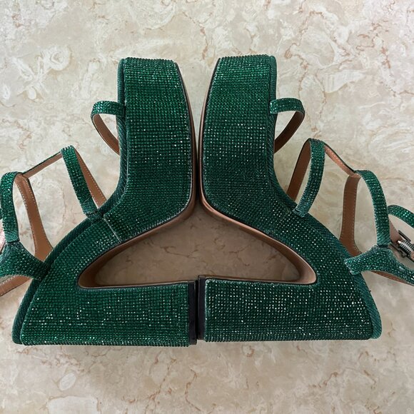 Jessica Simpson Emerald Green Rhinestone Meitini Sz 7.5 Strappy Platform Sandals - Picture 8 of 14